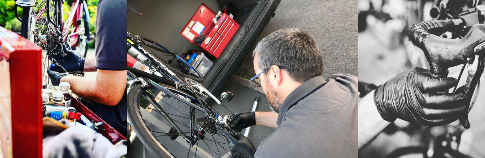Ray fixing bikes outof his van